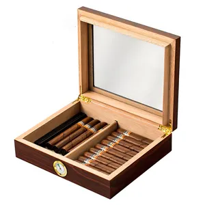Custom Modern Blank Wholesale Manufacturer Spanish Cedar Luxury Wooden Cigar Box Cigar Travel Case Humidor