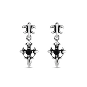 Cross Scout Flower S925 <b>Sterling</b> <b>Silver</b> <b>Stud</b> Earrings Vintage Distressed European American Light Luxury Men Women Style - Product Image 4