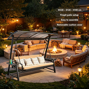 <span class=keywords><strong>Altalena</strong></span> da esterno a forma di L, nera, per 4 persone, adatta per luoghi esterni come giardini, terrazze, ville, ecc. - Product Image 2