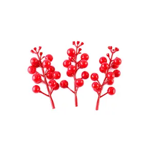 圣诞红莓茎人造泡沫冬青红莓树枝树挑工艺品花环花环圣诞装饰