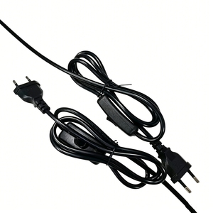 Cordon <span class=keywords><strong>d</strong></span>'<span class=keywords><strong>alimentation</strong></span> avec interrupteur, prise droite EU 2 broches, 2,5A 250V, câblage personnalisé DIY pour ampoules LED, lumières de Noël et petits humidificateurs - Product Image 2