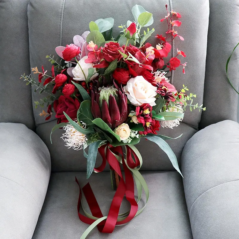 L395 fiori artificiali di alta qualità per la decorazione bouquet di fiori da sposa artificiali di lusso per matrimoni