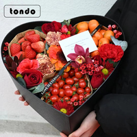 Tondo Acryl Hartvormige Fruit En Bloem Doos Voor Gift Verpakking Valentijnsdag Wedding Clear Window Fruit En Bloem doos