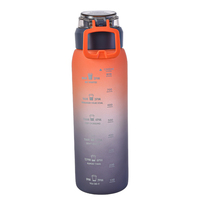 Leejo 2023 nouveau produit 1000ml marqueur de temps sport bouteilles d'eau en plastique avec poignée 1litre bouteille d'eau de surface mate