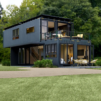 Maison conteneur d'expédition préfabriquée modulaire de 40 pieds, 3 chambres à coucher avec cuisine et salon, villa de luxe portable à deux étages