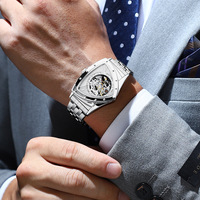 Montre mécanique de luxe pour homme, étanche, lumineuse, à cadran triangulaire ajouré, élégante et automatique
