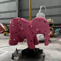 Grande sculpture d'éléphant en fibre de verre personnalisée pour l'extérieur Carrousel Elephant Model Prop Poly Resin Animal Statue Decoration