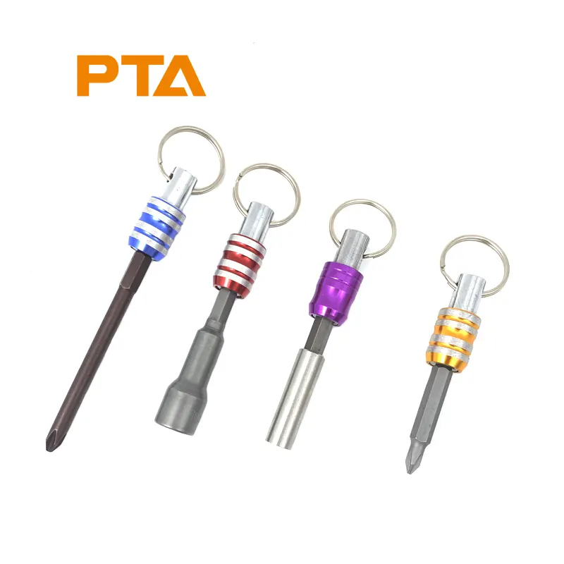 Screw Adapter Keychain 1/4 HEX Screwdriver Bits Holder Stainless Steel Socket Extension Rod