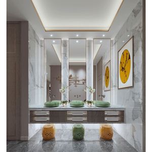 Mueble de Baño Flotante de Madera Contrachapada con Lavabo de Sobre Encimera, Resistente al Agua, Moderno y de Lujo para Hotel o Hogar - Product Image 5