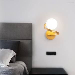 Nordic Design Rotating Black Iron Glass Lampshade LED <b>Wall</b> <b>Lamp</b> E27 Dimmable High CRI 90 Indoor Bedroom Corridor Lighting - Product Image 3