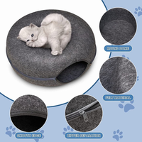 Tunnel pour chat à prix d'usine, lit en forme de beignet, motif solide, en feutre, accessoires pour animaux de compagnie, confortable, pneu fermé pour animaux de compagnie