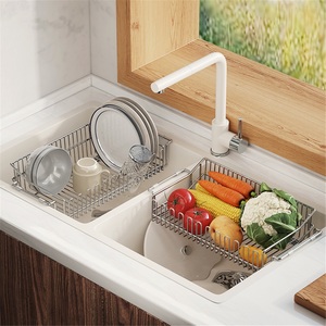 304 Stainless Steel Standing Type Double Tier Modern Kitchen Sink Mounted <b>Dish</b> Drain <b>Rack</b> - Product Image 3