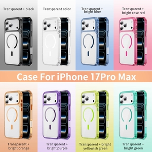 Coque de protection magnétique rigide en acrylique transparent avec cadre couleur macaron pour iPhone Apple 17 Pro Max 16 15 14 - Product Image 2