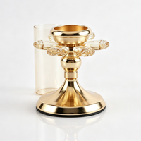 Porte-bougie à la bougie tealight en cristal doré de luxe avec gobelet en verre