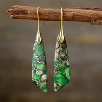 Anting-anting desainer grosir berbahan batu Jasper Imperial berlapis perak, bergaya boho, geometris, dan sedang tren.