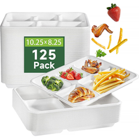 Assiette compartimentée jetable en bagasse de canne à sucre, compostable, écologique, pour la restauration professionnelle (vente en gros)