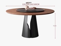 Table à manger ronde en chêne moderne avec pieds en métal, écologique et durable, 6 places, meubles pour la maison