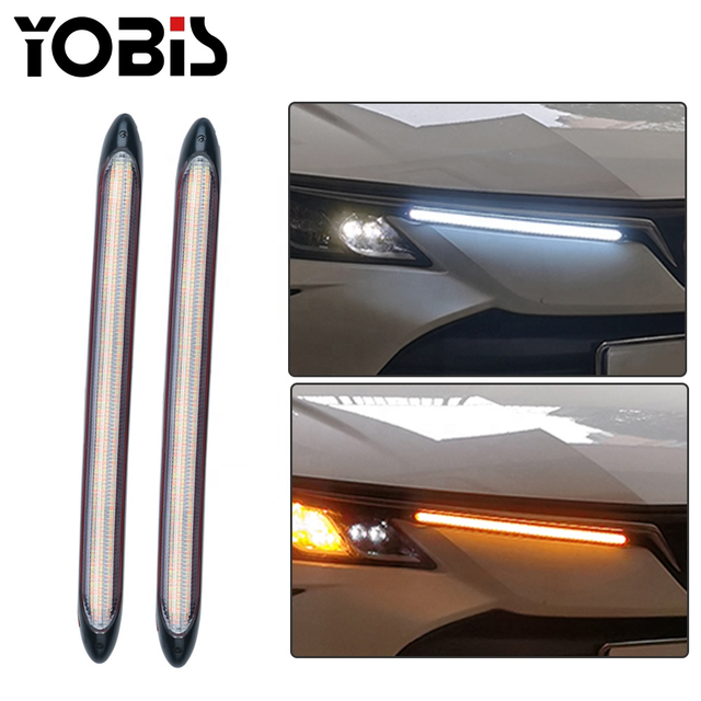 Universal LED Daytime Running Light Flow Yellow Turn Signal Waterproof Car LED Strip Light