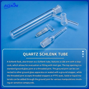 Usine personnalisée silice fondue verre pur 9999 laboratoire verrerie Tube de réaction flacon à col unique Quartz <span class=keywords><strong>Schlenk</strong></span> Tube - Product Image 3