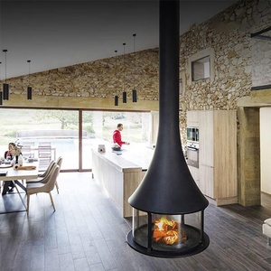 <span class=keywords><strong>Chimenea</strong></span> de leña eléctrica colgante de trompeta moderna Diseño de esquina de construcción de acero de fuego real para uso interior Hotel Homestay - Product Image 3