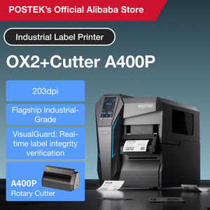 طابعة ملصقات حرارية صناعية POSTEK OX Series بدقة 203 نقطة في البوصة للملصقات فائقة الصغر مع قاطع عالي السرعة A400P - Product Image 2