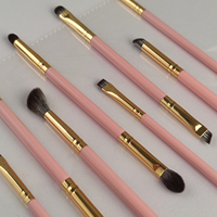 GRACEDO – Lot de 8 pinceaux de maquillage bleus pour les yeux et le visage, double embout, logo personnalisé, pinceaux professionnels pour le visage et le correcteur