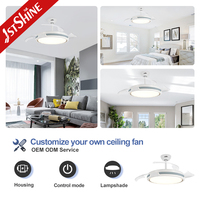 Ventilateur de plafond 1stshine 42 pouces avec télécommande, lames rétractables, éclairage intégré, design moderne et professionnel, vente directe usine, excellent vendeur