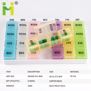 Pilulier hebdomadaire <span class=keywords><strong>28</strong></span> grilles en vrac en plastique 7 jours jour et nuit pilulier en vente en gros - Product Image 5
