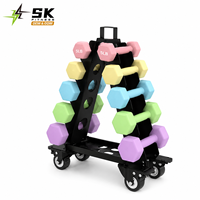 Support de Rangement Commercial SK pour Haltères avec Roues – Organisateur Compact Multi-Niveaux pour Équipement de Fitness et de Gym