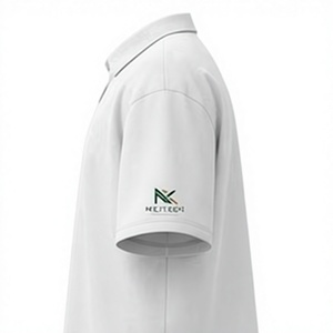 Nouveau style respirant, impression numérique, coton, chemise à manches courtes blanche pour homme, logo imprimé sur le devant, coupe classique, décontractée - Product Image 6