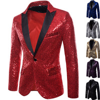 Blazers formels pour hommes, vestes à paillettes, manteaux bling-bling à boutons pour la fête de mariage, blazer pour hommes, costume formel de gentleman