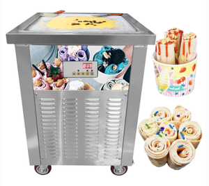 เครื่องทำไอศกรีมม้วนเชิงพาณิชย์ เครื่องทำโยเกิร์ตแช่แข็งพร้อมที่ขูด เครื่องทำไอศกรีมทอดไทยแบบแผ่นเรียบ เครื่องทำไอศกรีมม้วน - Product Image 3