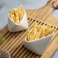 Nouvelles fonctionnalités créatives : Bol de service en céramique avec bord plissé tridimensionnel, idéal pour les frites, pour usage domestique