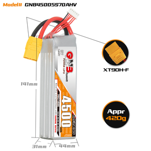 Batterie LiPo authentique GNB 2S 3S 4S 5S 6S HV 4500mAh 70C pour avion RC à aile fixe FPV - Product Image 6