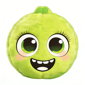 Peluche suave y redondo en forma de lima, mini peluche verde de cítricos con tallo pequeño, peluche decorativo de lima de pelo corto y esponjoso. - Product Image 5