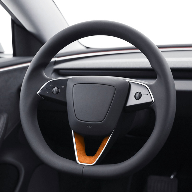 Premium Sport Interior Accessories Sticker for New Tesla Highland Model 3 Luxury Leather Car Steering Wheel Decorative Cover