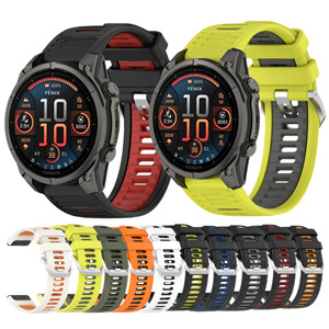 Bracelet de montre en silicone bicolore à libération rapide compatible avec Garmin Fenix 5/6/7/7 Pro/8 22 mm 26 mm - Product Image 1