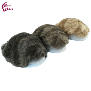 FH # Prothèse capillaire française 4 Pu+lace+mono pour homme, unité de remplacement en cheveux naturels, ondulation naturelle, base 8x10 pouces, système de remplacement bouclé - Product Image 5