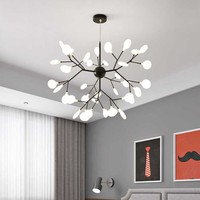 Suspension LED Minimaliste Postmoderne Nordique en Fer et Acrylique, Finition Dorée, Design Luciole pour Chambre et Salon - Idéale pour Instagram