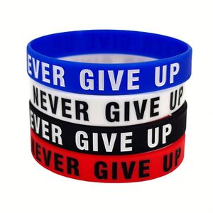 Never Give up Motivational Quote Debossed Silicone Wristband <b>for</b> Sports Event Promotional <b>Gift</b> - Product Image 1