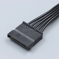 SATA 15-Pin Stromverteilerkabel 1 zu 5 Verlängerungskabel 60cm 18AWG Schwarzes Flachkabel für HDD SSD SATA-Geräte Kühlungsgeeignet