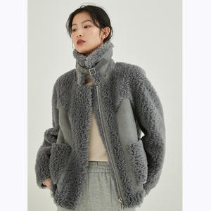 <span class=keywords><strong>Abrigo</strong></span> de piel de ante para mujer, ropa de invierno con bolsillo y cremallera, prendas de vestir, abrigos de lana de piel sintética de manga larga, venta al por mayor - Product Image 3