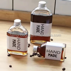 Flat Clear 10cl 100mL 100cc Botella de licor de vidrio para café Whisky <span class=keywords><strong>Gin</strong></span> Vodka Spirit Bebida hecha a mano con tapón de rosca - Product Image 5