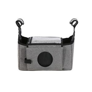 Sac suspendu en coton ATIBEI pour poussette, boîte à lingettes, <span class=keywords><strong>panier</strong></span> de rangement, personnalisé pour voiture d'enfant, gris - Product Image 3