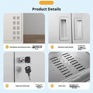 Modern Design Roestvrijstalen Balkon Opbergkast Houten Paneelstijl Voor Bezem Dweil Huishoudelijk Gereedschap Metaal Materiaal - Product Image 4