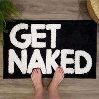 Alfombra de Baño Moderna y Divertida de Microfibra FIGOO, Antideslizante, Lavable, con Diseño 'Get Naked' para Baños