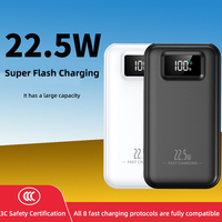 Chargeur mobile à charge rapide PD22.5W, double sortie USB, batterie externe portable 10000mAh avec affichage numérique