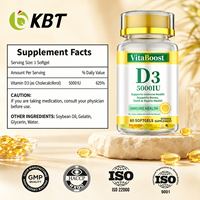 Capsules de Vitamine D3 K2 5000 UI à Étiquette Personnalisée, Complément Alimentaire Végétalien en Gélules Molles, Matière Première Végétale, OEM ODM