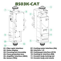 Cabezal Láser de Fibra HXLASER 3kw 6kw 12kw 20kw 2D 3D para Raytools BS03K-CAT BS06K-CAT BS12K-CAT BS20K-CAT