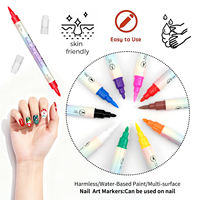 Marqueurs acryliques personnalisés pour croquis, tissu, bricolage, coloriage, graffiti, peinture au pinceau acrylique, double pointe, 12 couleurs, ensemble de marqueurs pour nail art